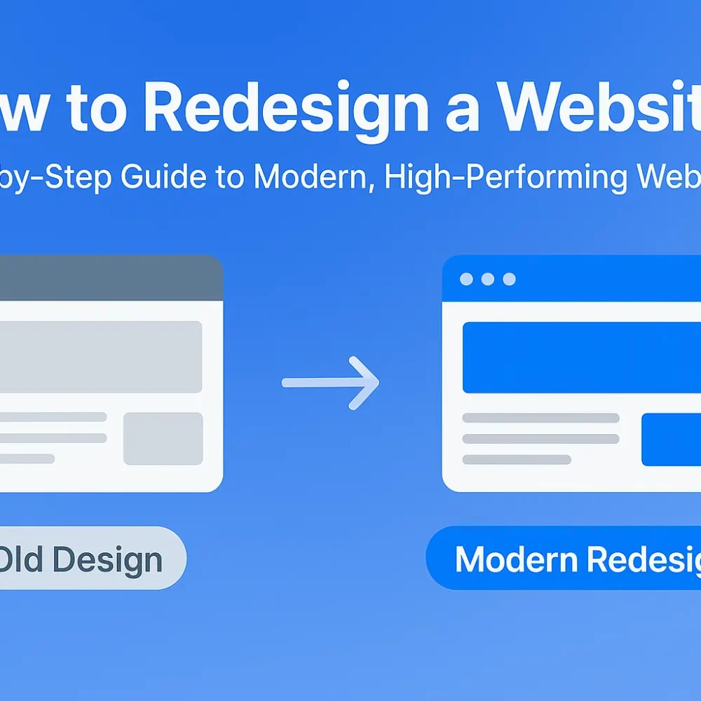Before and after website redesign illustration showing transformation from outdated to modern, responsive web design by Softifyme