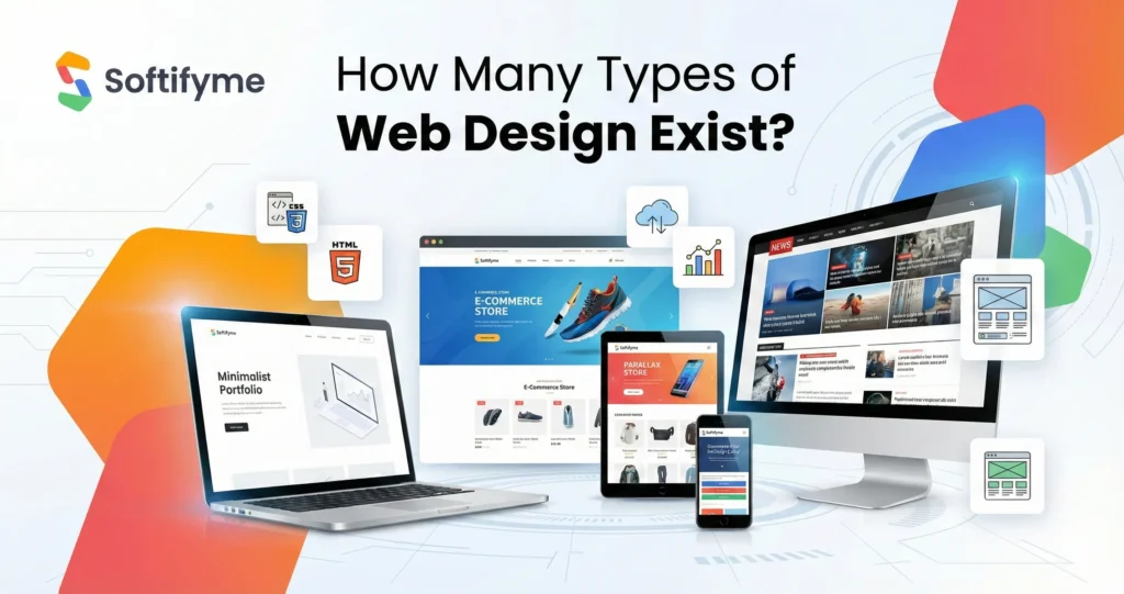 Overview of different types of web design including responsive, e-commerce, and modern trends for businesses