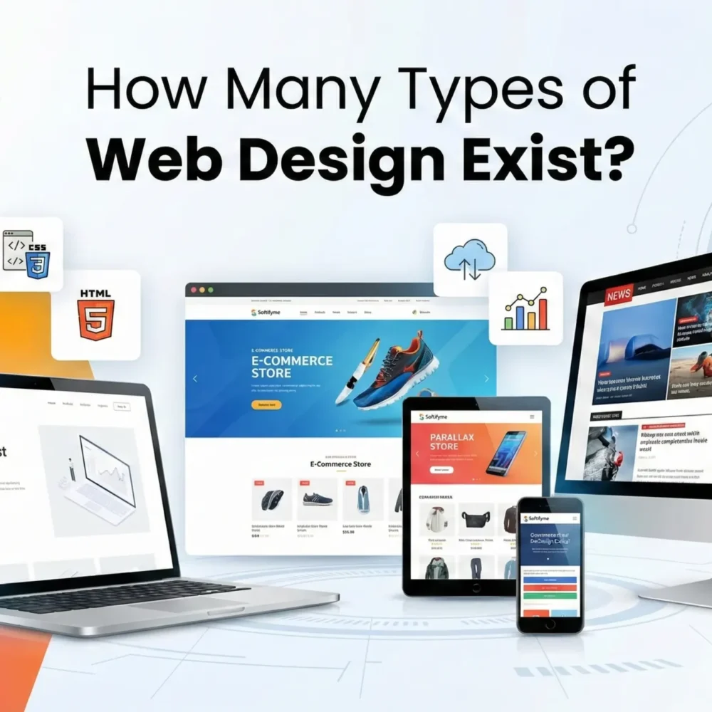Overview of different types of web design including responsive, e-commerce, and modern trends for businesses