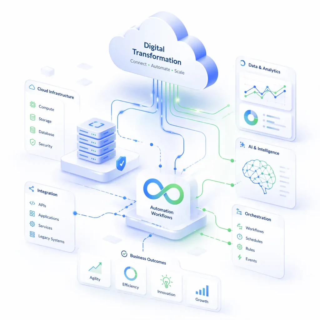 digital transformation systems and automation illustration
