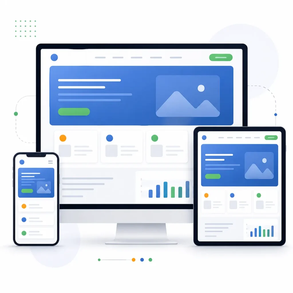 web development services showing modern website layout and responsive design