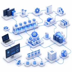 DevOps automation and continuous integration deployment pipeline illustration