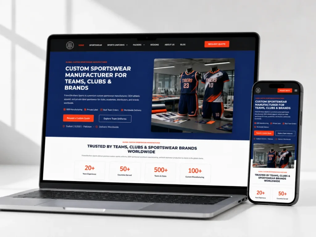Friend Brothers Sports website development project by Softifyme